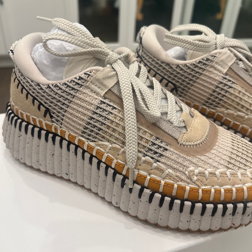 Chloe Beige and Black Sneakers